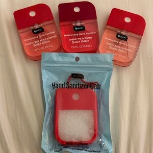 Red Silicone Hand Sanitizer Case with hand sanitizers